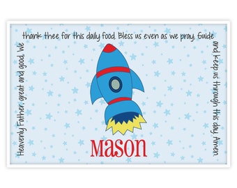 Personalized Placemat - Kids Placemat - Childrens Placemat - Childs Placemat - Laminated Placemat - Baptism Gift - Christening Gift -Rocket