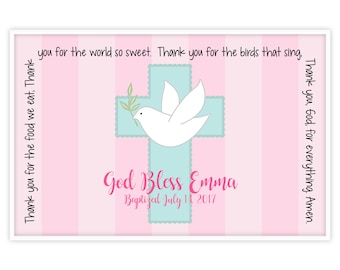 Baptism Cross Placemat  - Godparent Gift - Girl Godchild Gift - Personalized Baptism Gift Idea - Unique Christening Gift - Christian Gift