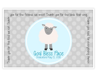 Personalized Lamb Placemat  - Godparent Gift - Boy Godchild Gift - Personalized Baptism Gift Idea - Unique Christening Gift - Lamb Placemat