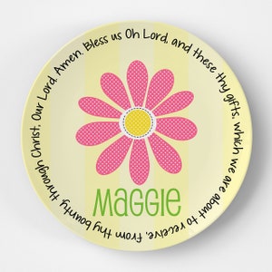 Daisy Personalized Melamine Plate Christening Gifts Baptism Gift Girl Unique Baptism Gift Godchild Gifts Personalized Kids Plates image 2