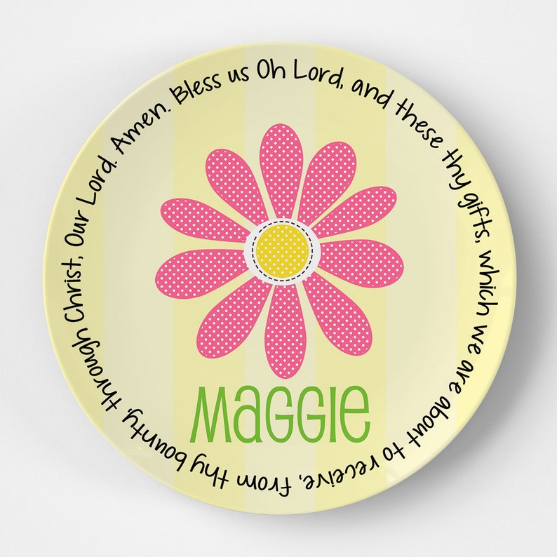 Daisy Personalized Melamine Plate Christening Gifts Baptism Gift Girl Unique Baptism Gift Godchild Gifts Personalized Kids Plates image 2