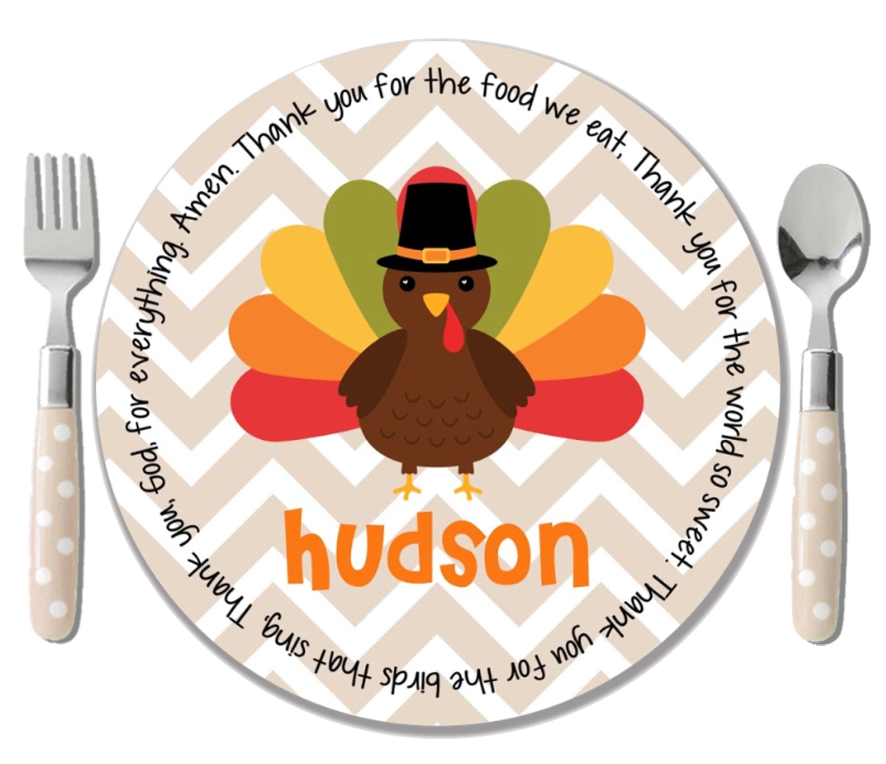 Personalized Turkey Plate Personalized Kids Thanksgiving Etsy