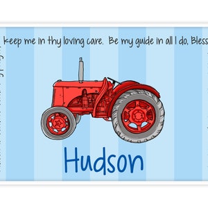 Personalized Placemat - Kids Placemat - Childrens Placemat - Childs Placemat - Laminated Placemat - Red Tractor