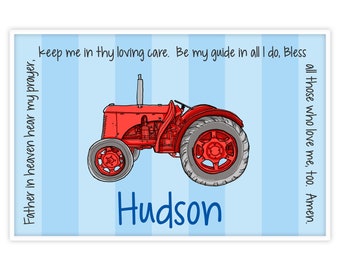 Personalized Placemat - Kids Placemat - Childrens Placemat - Childs Placemat - Laminated Placemat - Red Tractor