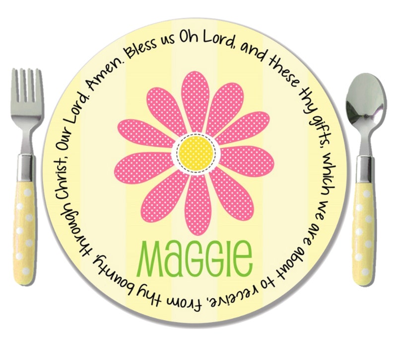 Daisy Personalized Melamine Plate Christening Gifts Baptism Gift Girl Unique Baptism Gift Godchild Gifts Personalized Kids Plates image 1