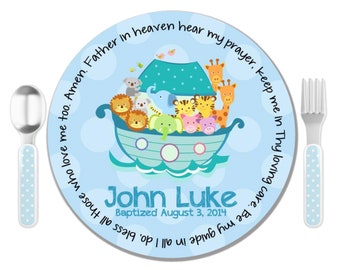 Godchild Gift - Baby Dedication Gift - Baptism Gift for Boy - Personalized Baptism Gift - Boy Christening Gift - Noah's Ark - Prayer Plate