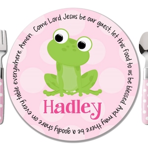 Frog Girl Melamine Plate Baptism Gift Girl Personalized Baptism Plate Christening Gift Girl New Baby Gift Unique Goddaughter Gift image 1