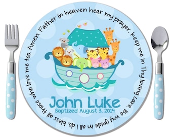 Godchild Gift - Baby Dedication Gift - Baptism Gift for Boy - Personalized Baptism Gift - Boy Christening Gift - Noah's Ark - Prayer Plate