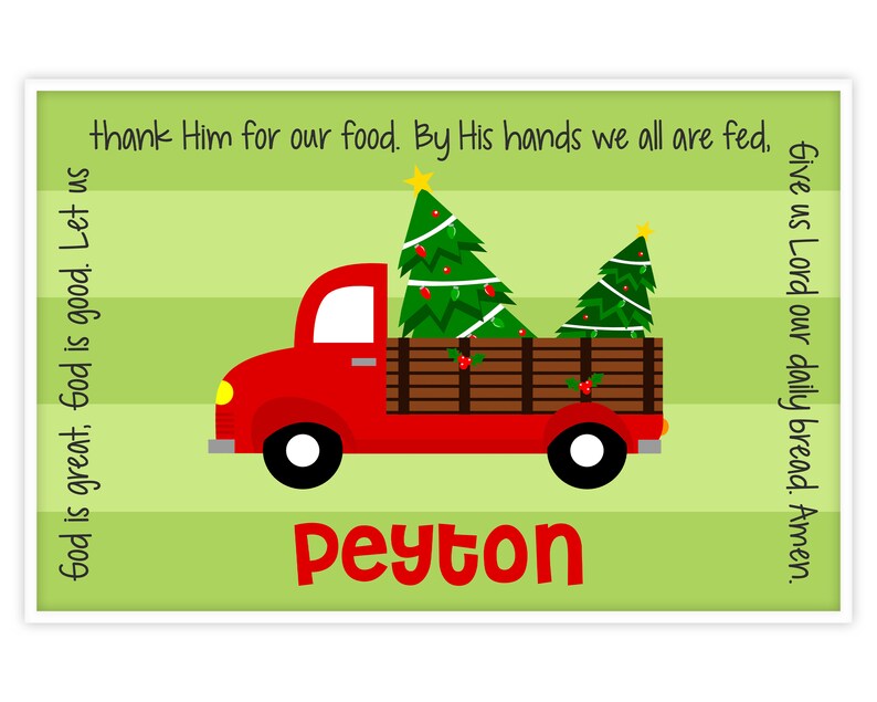 Personalized Red Truck Christmas Placemat Holiday Table Etsy