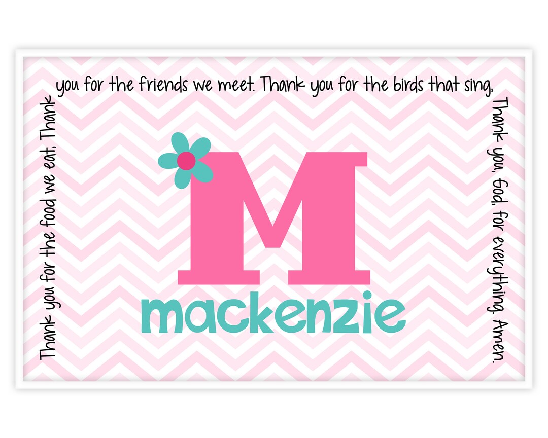 Personalized Placemat Kids Monogram Placemat Name Placemat Godchild