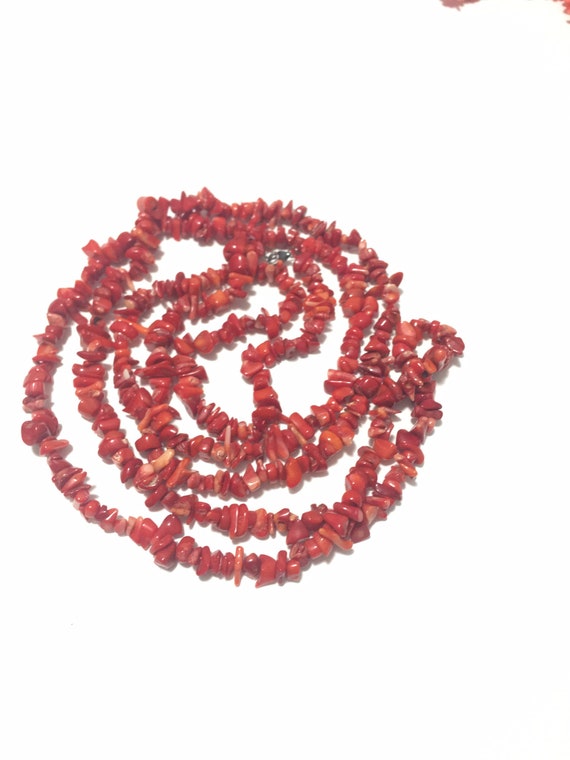 Vintage long red necklace Gem