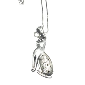 Vintage Egyptian Cat, Sterling Silver Cat Necklace