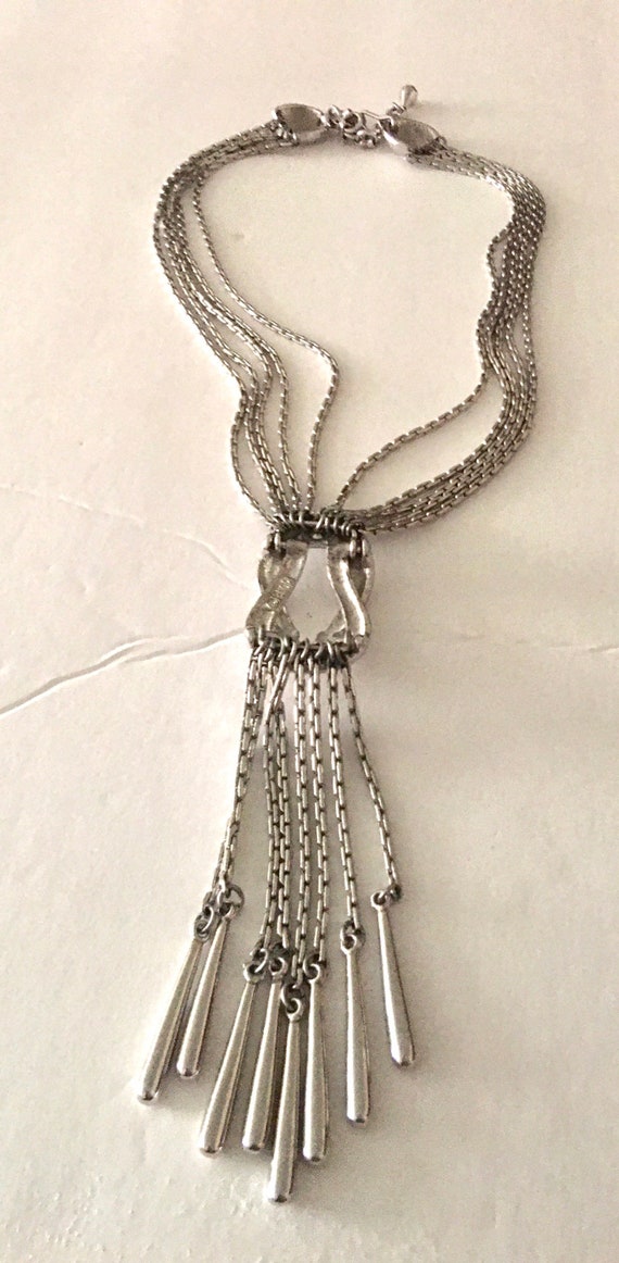 Monet Silver Tone multi Chains Necklace - image 2