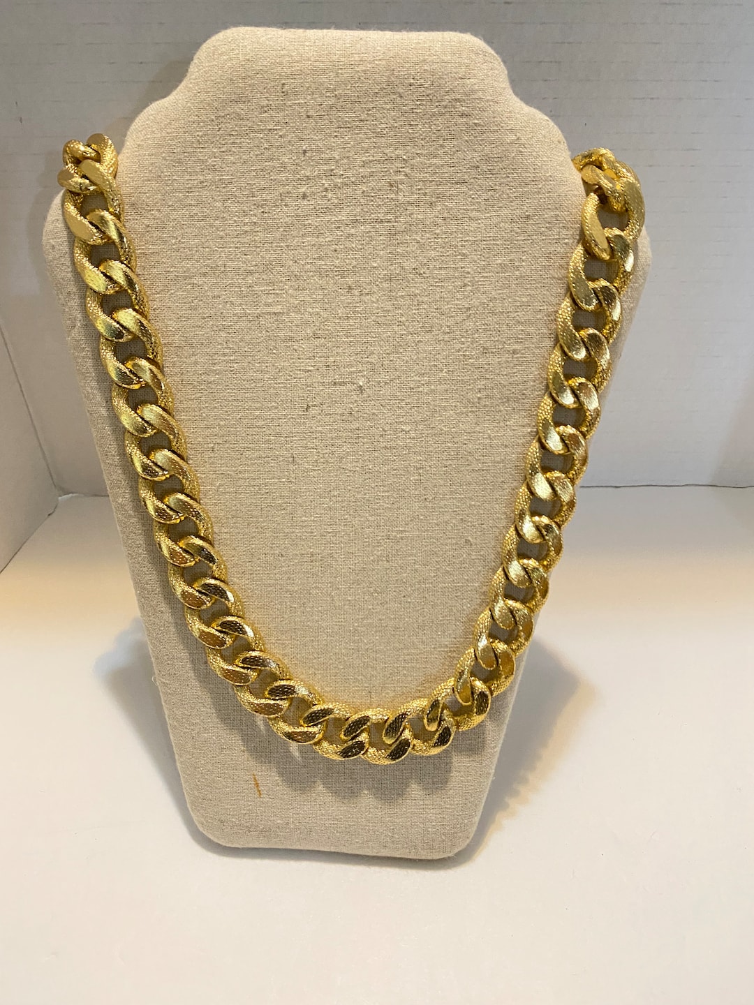 Chunky Gold Tone Long Chain Necklace Etsy