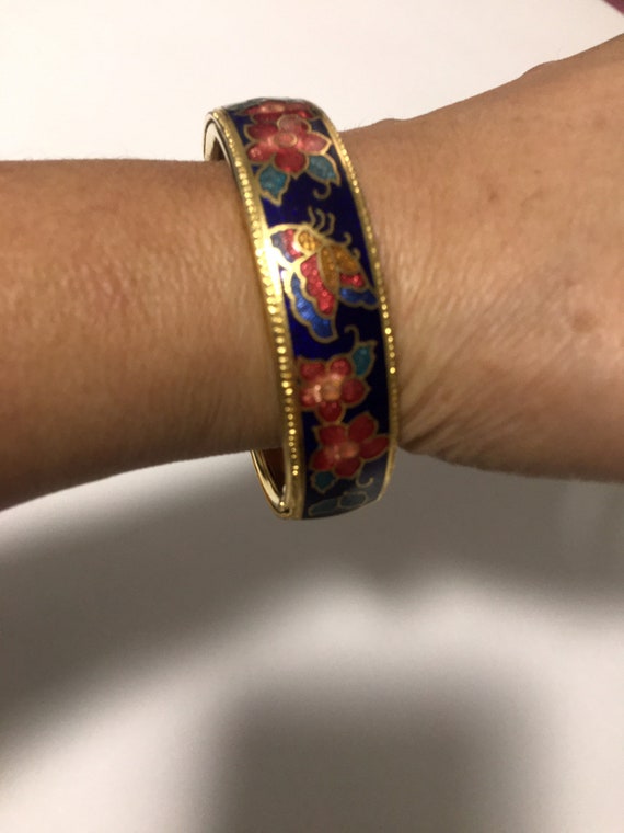 Gold Tone and Enamel Bangle