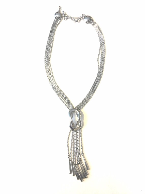 Silver Tone Multi Chain Monet Necklace - image 1
