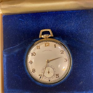 Vintage 14k Gold Filled Hamilton Pocket Watch with Original Box