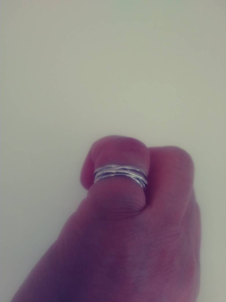 Interlocked 5 piece Ring Mobius twisted Steerling Ring