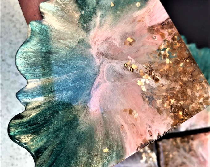 Custom Made 3D Resin Flower or Agate Style Coaster Sets - Your Choice of Colours and Sparkle