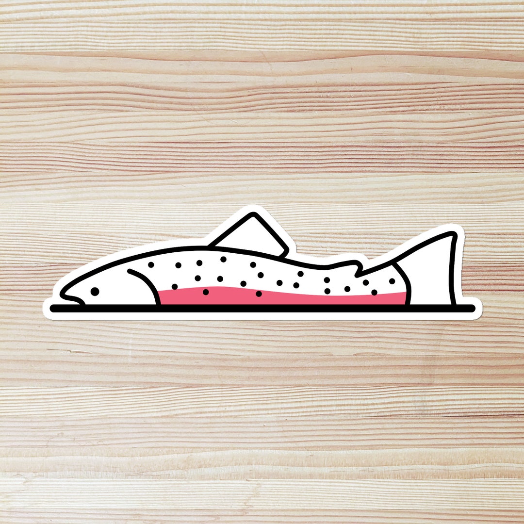 Fly Fishing Trout Sticker Decal - 3.5 Inch Die-Cut Vinyl, Water & UV Resistant, White Gloss Finish