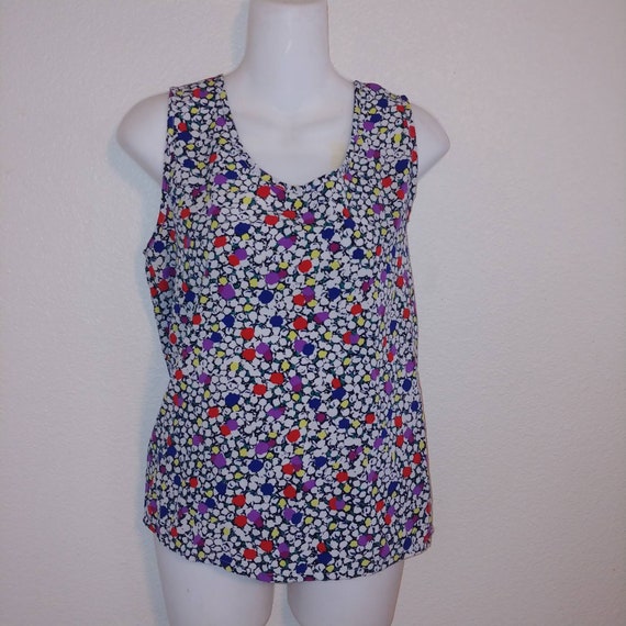 Vintage colorful tank blouse rainbow colorful med… - image 1