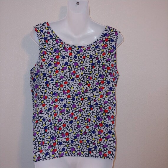 Vintage colorful tank blouse rainbow colorful med… - image 2