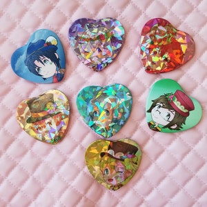 CLEARANCE Idolish7 Sweets Set Holographic Heart Pin Buttons