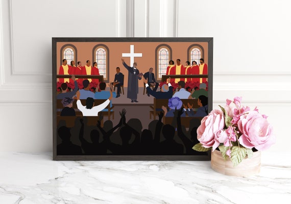 Black Church Art Poster Print: Christian Abstract Wall Decor - Etsy