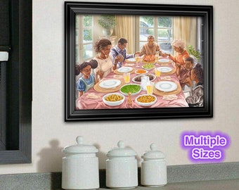Adult Black Family Eat Dinner Garden - Canvas Art Wall Decor – FYI