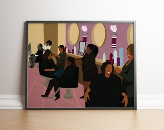 Beauty Salon Art Print, Hairdresser Vanity Decor, Minimalist Abstract Poster