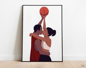 Love and Basketball Inspired Movie Poster, Love and Basketball Inspired Wall Art Decor, Abstract Art