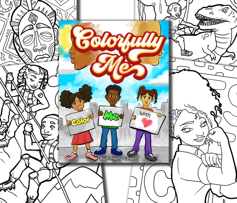 Colorfully Me, Coloring book, Afrocentric gift, Kids of Color, Empowering Coloring pages image 1