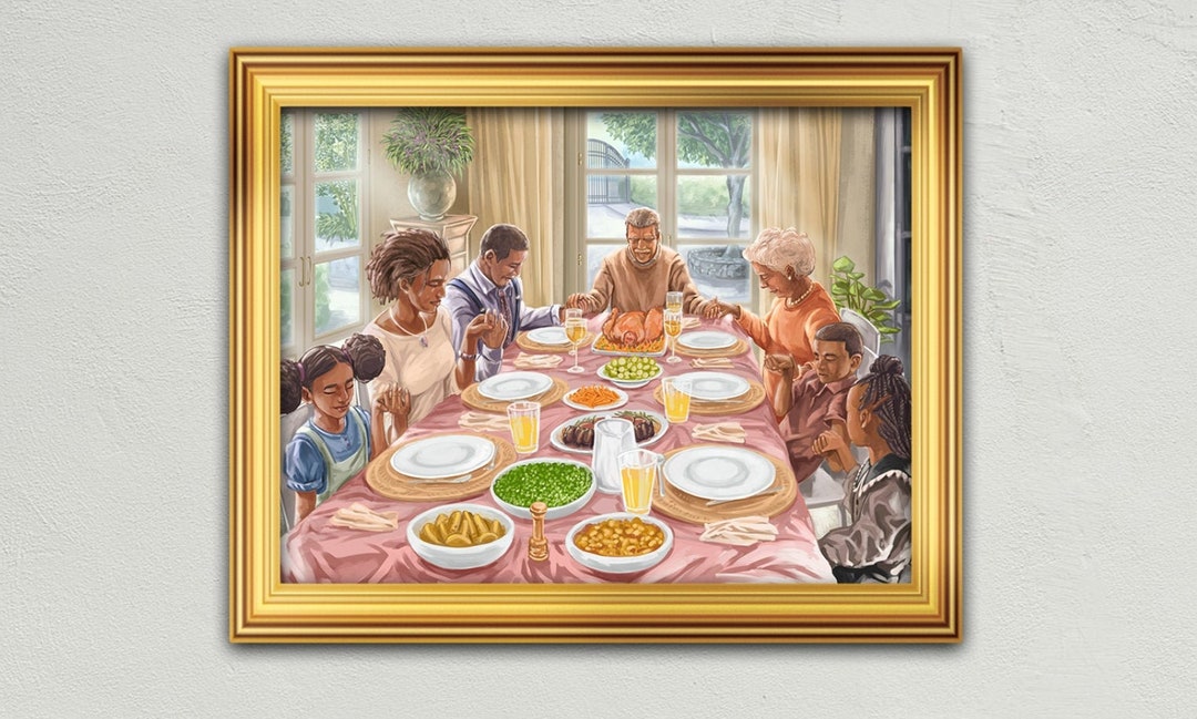 Family Eating Dinner, Restaurant Decor, Wall Art, Latin, African