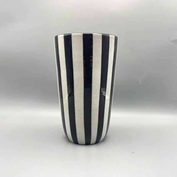Vintage Luzern Handarbeit No. 476 Vertical Stripe Ceramic Vase MCM Pottery Decor