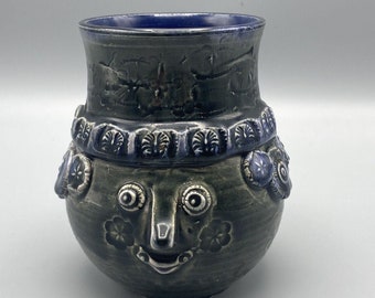 Vintage Bjorn Wiinblad for Rosenthal Face Jug Pottery Mug Vase 4.5 Inches