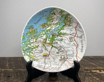 Vintage Stavengerflint Ceramic Norway Map Wall Plate Thorbjorn Feyling Design