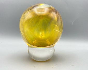 Vintage 90s Blown Art Glass Bud Vase Paperweight Sculpture Mike Worcester Signed