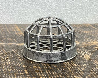 Vintage Metal Cage Dome Flower Frog 3 1/2" inch Galvanized Steel Weighted Base