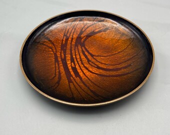 Vintage Ulf Johansen Norway Enamel on Copper Mid Century Dish Scandinavian Decor