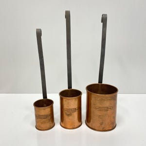 ヴィンテージ 3個セット 装飾銅製入れ子式ディッパーカップレードル 錬鉄製ハンドル グランドホテルモンテカルロ刻印 台湾製