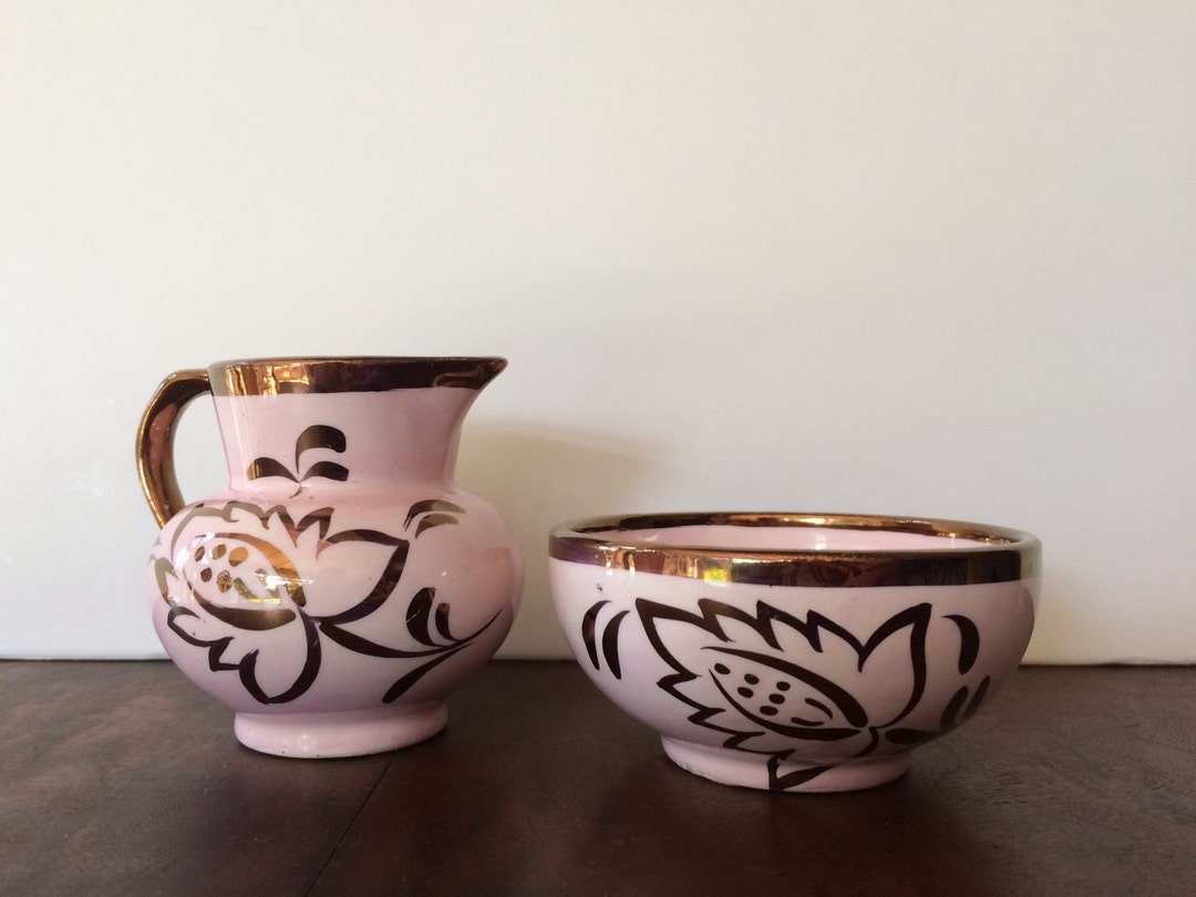 Vintage Lancasters Copper Lusterware Ceramic Creamer and Bowl - Etsy