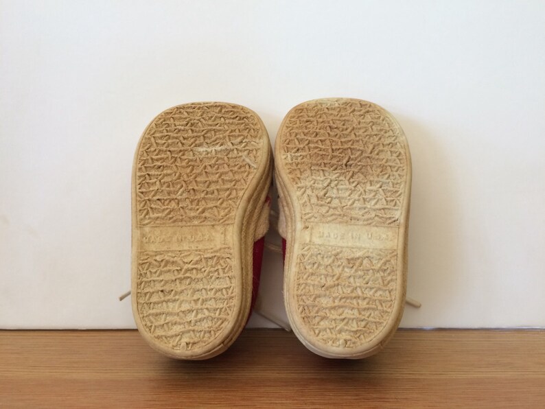 Vintage Right Left Toddlers Sneakers Childrens Tennis Shoes Red White