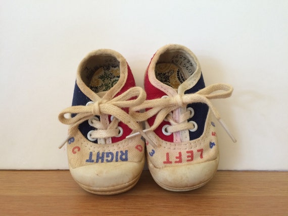 Vintage Right Left Toddlers Sneakers Childrens Te… - image 3