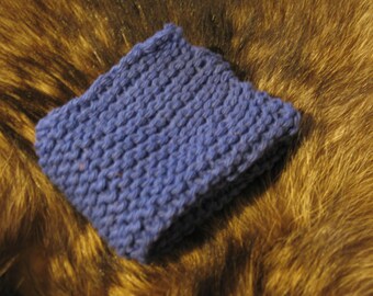 Washcloth blue cotton knit rice stitch