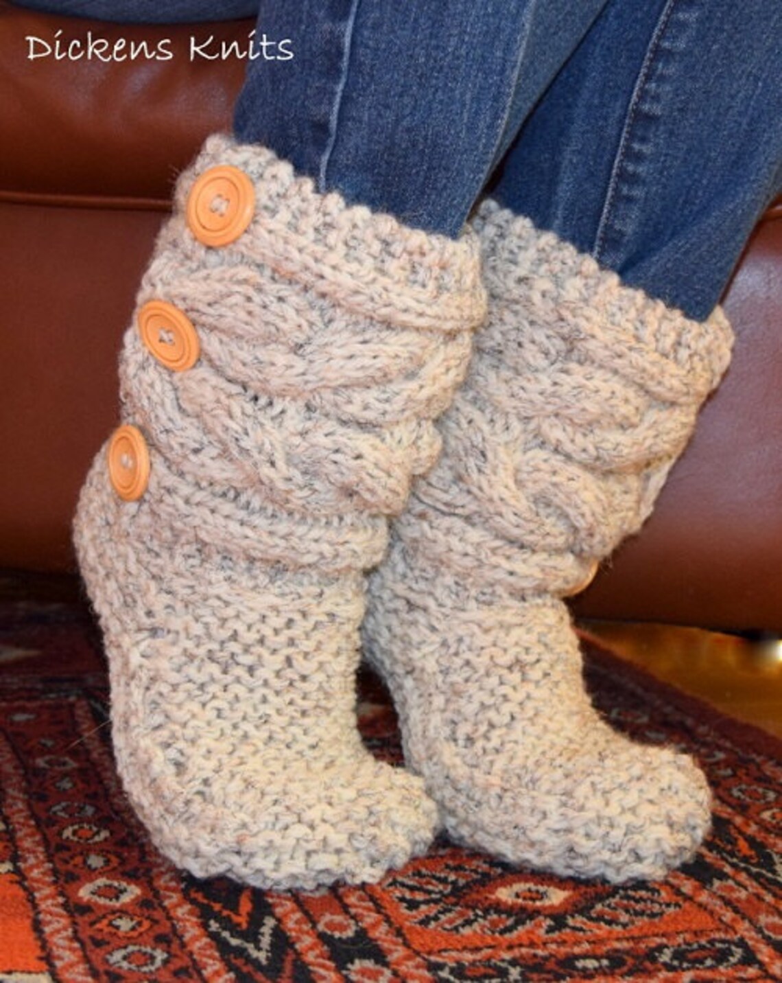 Soft Wool Cable Knit Slippers Knit Cable Slipper Boots Cable Etsy