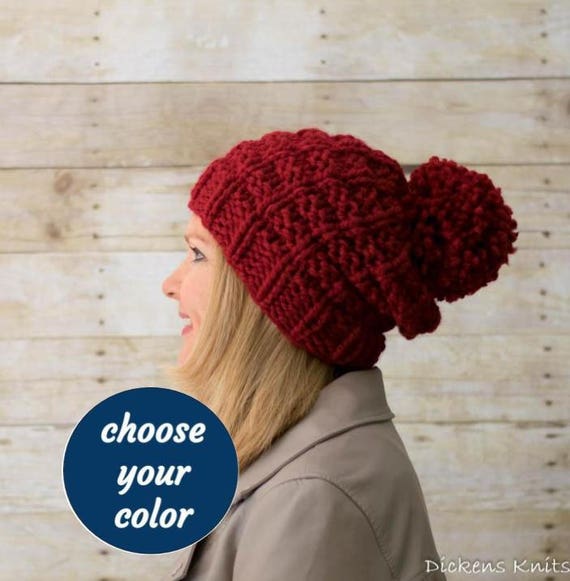 Soft Wool Chunky Knit Slouchy Beanie Knit Pom Pom Hat Knit Pom Pom Beanie Ladders Pompom Hat Ready To Ship Soft Wool Chunky Knit Slouchy Beanie Knit Pom Pom Hat Knit Pom Pom Beanie Ladders Pompom Hat Ready To Ship