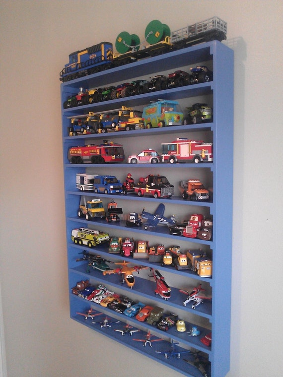Hot Wheels Matchbox Cars Monster Trucks Legos Planes Fire And Rescue Wall Display Rack Boy Room Decor Extra Large Alpha Blue