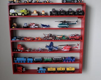 Planes Fire and Rescue, Cars, Monster Trucks, Legos, wall display rack, boy room decor, storage at home - Apple Red