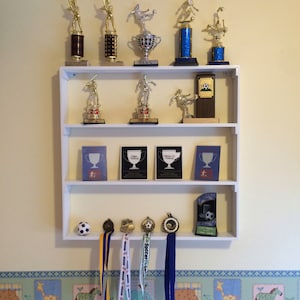 Trophy Shelf, Plaques, and medal display rack/shelf, Home Decor - White Paint Finish