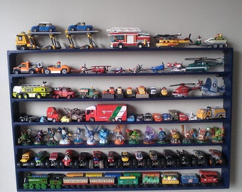 Planes Fire and Rescue, Cars, Monster Trucks, Legos, wall display rack, boy room decor, storage at home - Navy Blue